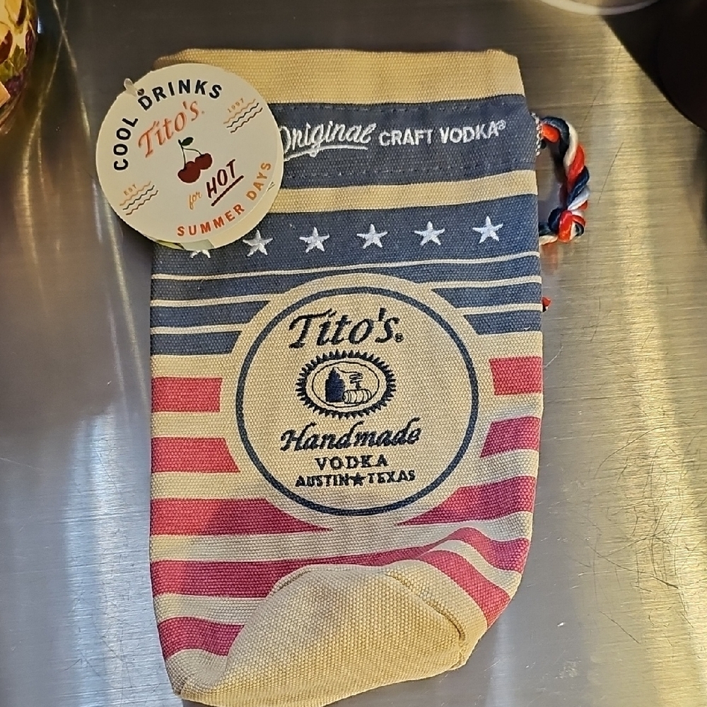 Handmade Vodka Themed Sock - Red, Blue, and Tan